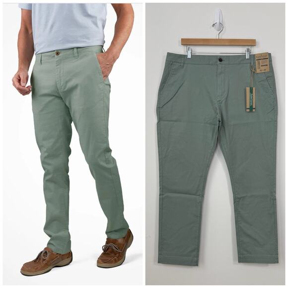 NWT Tailor Vintage Slim Fit Stretch Chino Pants Men's Size 38x30 Chinois Green